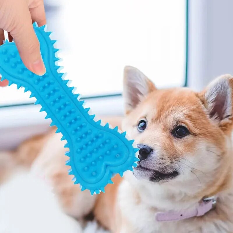 1PC Pet Chew Toy Soft Rubber Bite-resistance Bone Shape Teeth Grinding